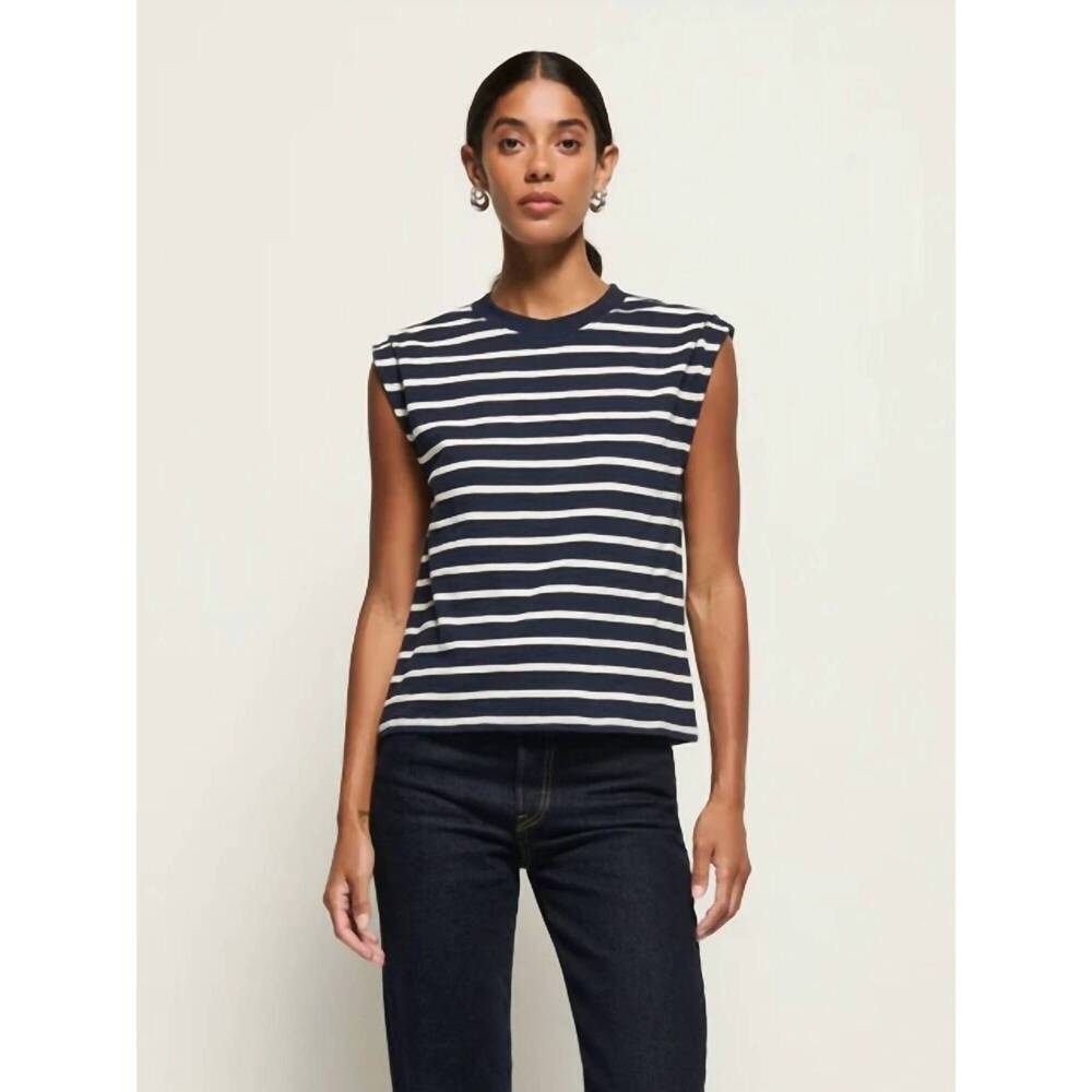 NEW NATION LTD marina muscle tee in navy and white